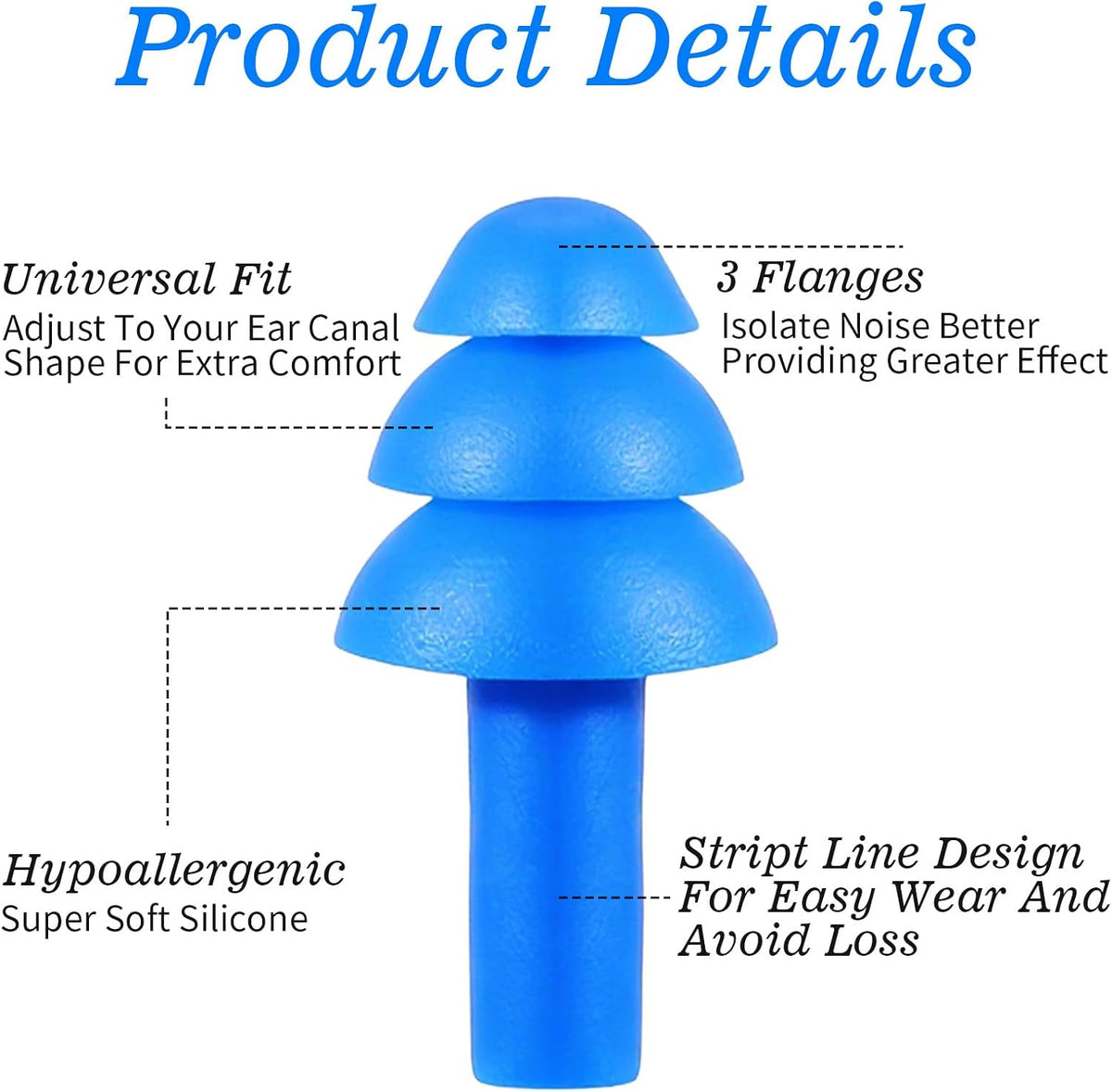 6 Pairs Ear Plugs for Swimming, Soft Silicone Swimming Ear Plugs Noise