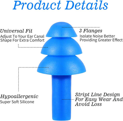 6 Pairs Ear Plugs for Swimming, Soft Silicone Swimming Ear Plugs Noise