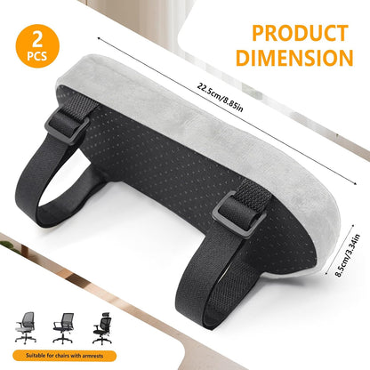 Set of 2 Soft Memory Foam Office Chair Arm Covers, Wheelchair Armrest Pads for Elbow & Forearm Pressure Relief, Chair Arm Rest Pads Cushions for for Office Desk Gaming Chair, Grey