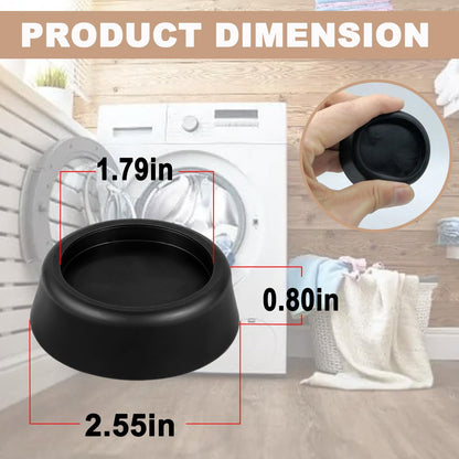 Anti Vibration Pads for Washing Machine, Dryer, Refrigerator, Table, Sofa, Bed & Other Furniture - Black Rubber Round Pads (Set of 8)