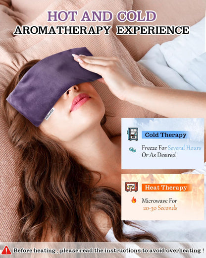 Relaxation Gifts for Women, Weighted Eye Mask for Sleeping, Yoga, Spa, Meditation, Lavender Eye Pillow Heated for Headache, Sinus & Dry Eyes Relief, Moist Heat Mask, Birthday Gifts for Mom (Purplex4)