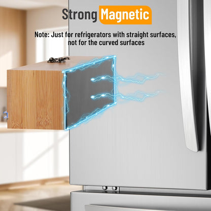 Allinside Magnetic Plastic Wrap Dispenser with Cutter, 3 in 1 Refrigerator Bamboo Wood Organizer for Tin Foil, Baking, Wax Paper Holder Kitchen Storage Box Compatible with 12.9" Roll, Black (3 Layer)