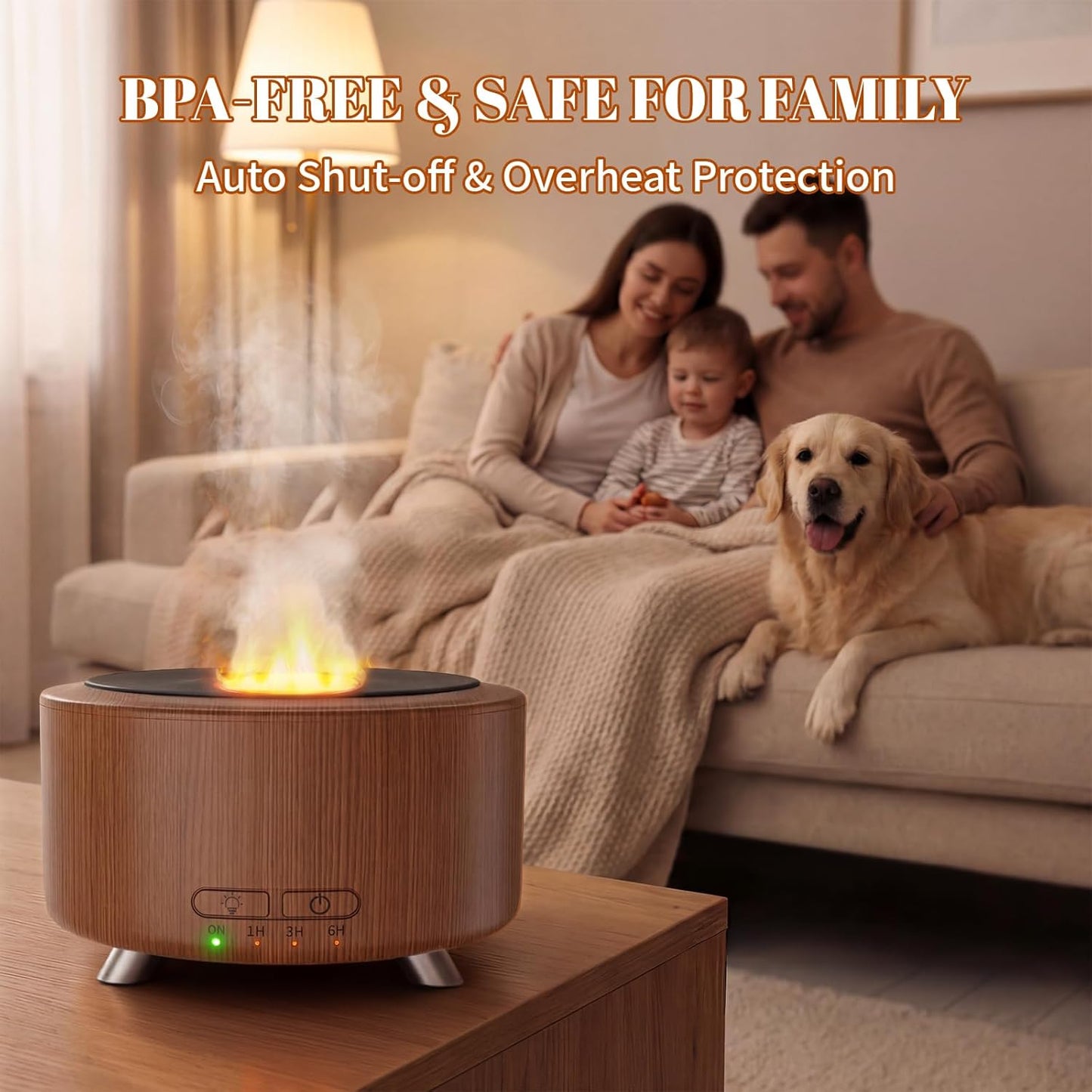 Essential Oil Diffuser for Home, 500ML Aromatherapy Diffuser Oil Machine for Office Room Yoga, Aroma Diffuser with Auto-Off Function, 9 Colors LED Night Light, Light Wood