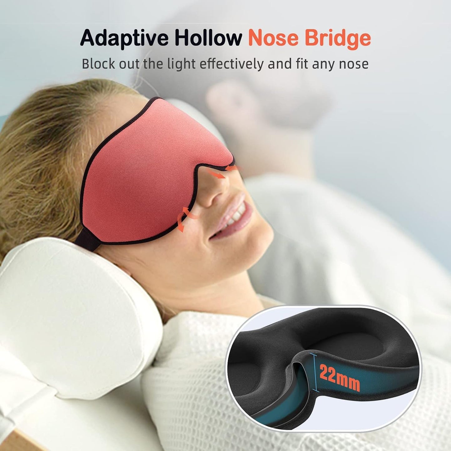 LitBear Sleep Mask for Side Sleeper Women Men, Eye Mask for Sleeping | Light Blocking 3D Contoured Sleeping Mask, Soft Breathable Sleep Eye Mask with Adjustable Elastic Strap for Travel, Black