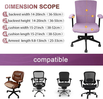 Tallew 4 Pcs Office Chair Covers Set Computer Universal Protective Stretchable Chair Seat Covers Desk Armrest Slipcovers Pads Office Cushion Backrest for Rotating (XL,Silver Gray)