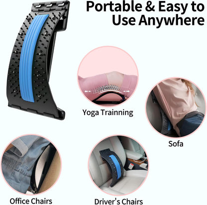 4-Level Back Stretcher, Lumbar Support for Muscle Relief (Blue)