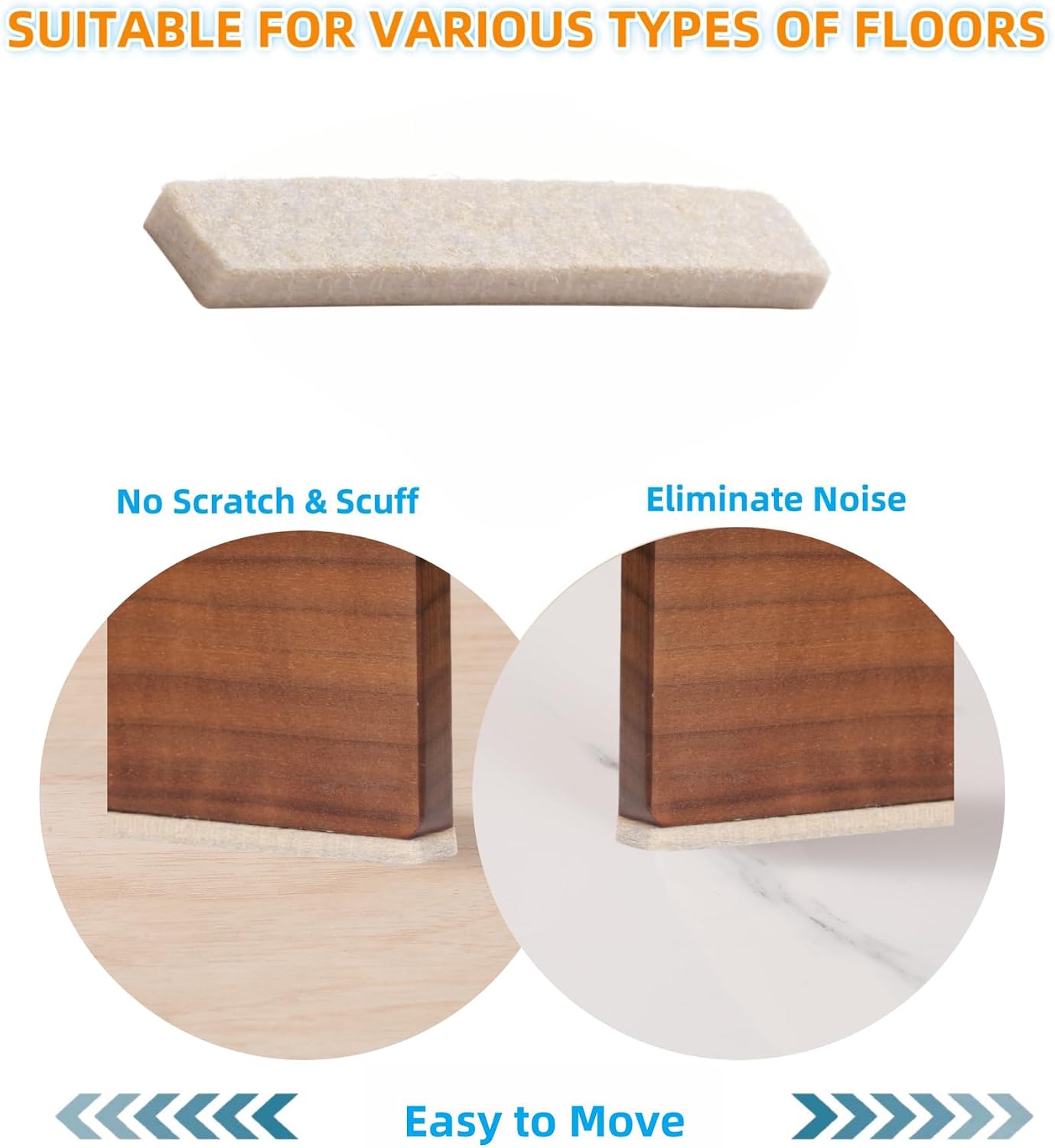 Felt Strips with Adhesive Backing Heavy Duty Cuttable Felt Tape Roll Furniture Pads for Chair Legs - Protecting Hardwood Floors, Chair Wall Protector (Black, 80 x 0.5 x 0.14 Inch)