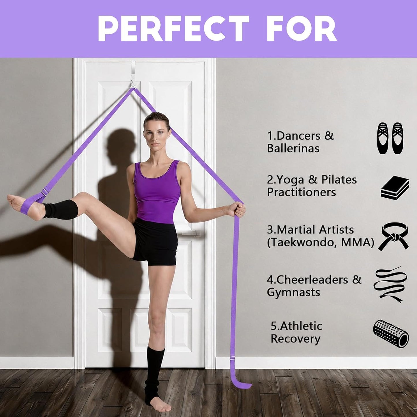 Stretching Strap with Door Anchor Improve Leg Flexibility for Splits