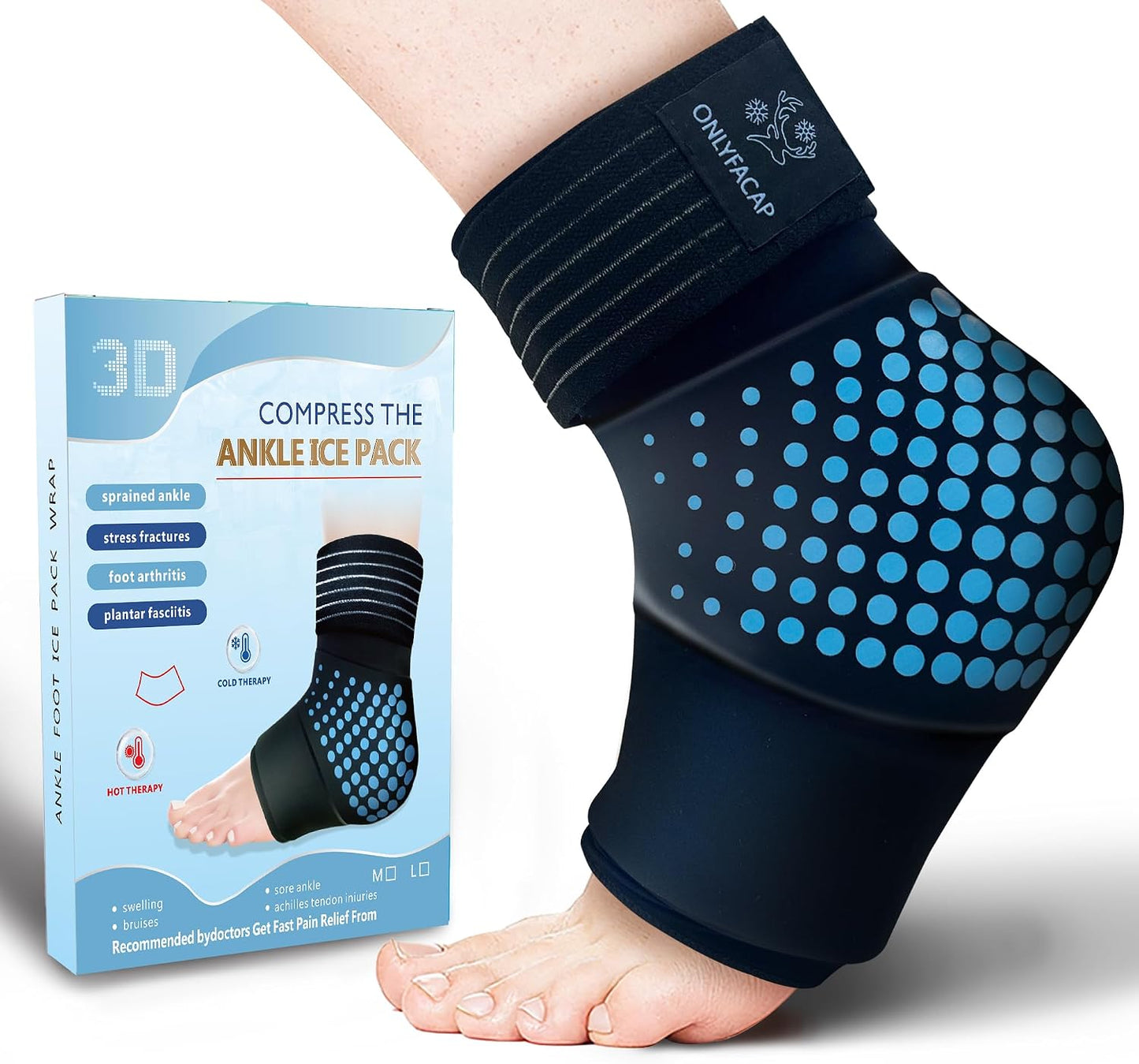 Ankle Ice Pack Wrap,Flexible Cold Therapy for Foot Pain Relief | gel,3D full-coverage,cool ice-silk fabric,dual hot & cold compress,flexible when frozen,leak-proof,ideas for swelling,sprains