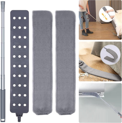 Emcgicc Retractable Gap Dust Cleaner, Microfiber Hand Duster, Under Fridge & Appliance Duster, Telescopic Dust Brush for Wet and Dry, Cleaning Tools for Home Bedroom Kitchen (55.2in, Grey)