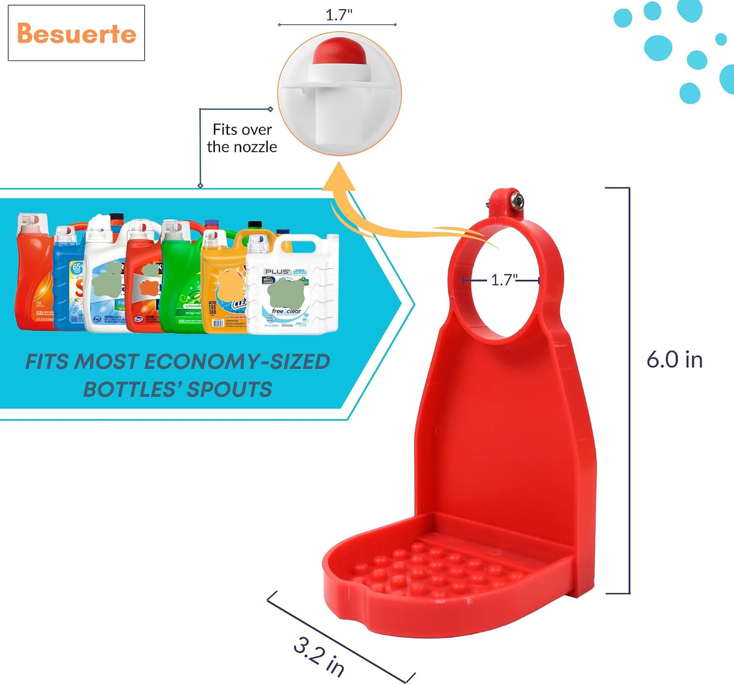 Detergent Cup Holder Set of 2, Besuerte Tidy Cup Laundry Detergent Drip Catcher Leak for Laundry Room Durable- No-Fall, No Drips or Spills【Grey】