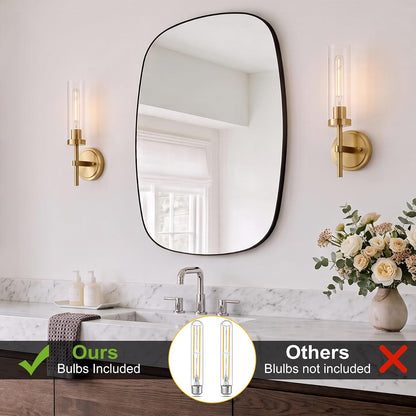 Wireless Wall Sconces with Remote Control, Battery Operated Wall Sconce Set of 2, Black & Gold Rechargeable Dimmable Wall Light for Bedroom Living room Bathroom Hallway Entryway Stairwell, 3000K