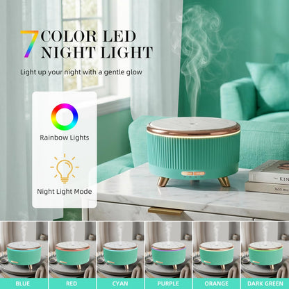 20-Hour Long-Lasting Aromatherapy, 500ML Large Essential Oil Diffuser: Ultrasonic Cool Mist Humidifier with Remote Control, 7 Color Lights, Timer, Auto-Off for Home/Bedroom/Yoga (White)