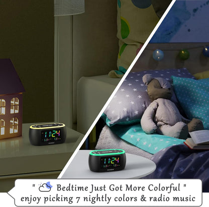 HOUSBAY Digital Alarm Clock Radio for Bedrooms with Night Light
