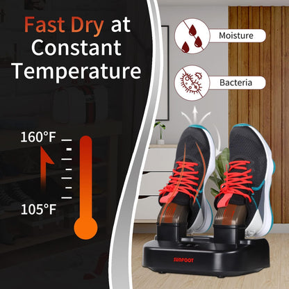 SUNFOOT Boot Dryer And Deodorizer Shoe Dryers For Work Boots, Ski Boot, Hats, Socks, Motorcycle Helmets Glove Dryer With Heat Blower, Quick Drying Boot Warmer Adjustable Timer And Rack (Black)