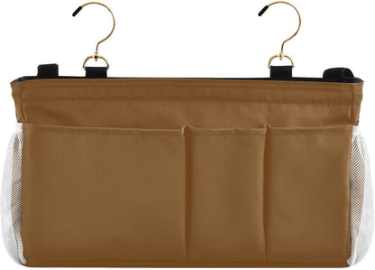 Black Bedside Caddy Storage Bag Bedside Organizer for Bed Rails College Dorm Room Organizer Caddy Hanging Shelf 6 Pockets with Hooks for Drinks Magazine Phone Holder