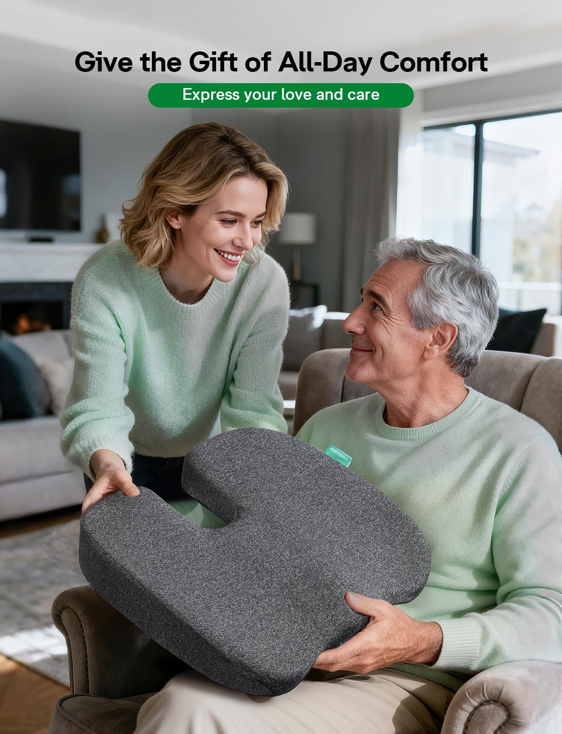 Medisana Gel Wheelchair-Seat-Cushions for Pain Relief, GC 100 Cooling-Cushions for Tailbone, Sciatica, Back & Hip Support and Pressure Sore, Ergonomic Office Chair Cushion for for Seniors and Adults