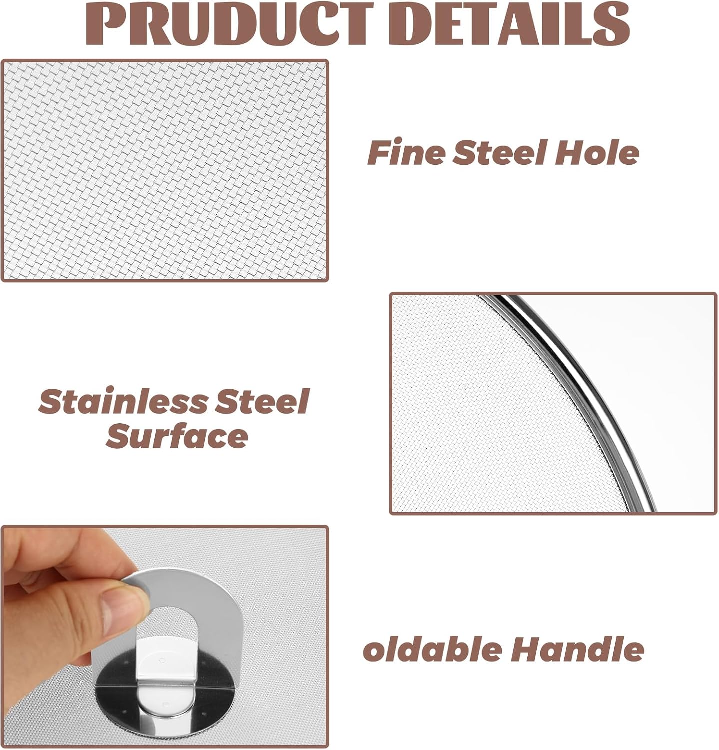 SHUESS 6 Pcs Splatter Screen for Frying Pan, Stainless Steel | Grease Splatter Guard with Foldable Knob for Cooking, 3 Sizes of Splatter Guard for Frying Pan, Set of 3(9.84", 11.42", 13")