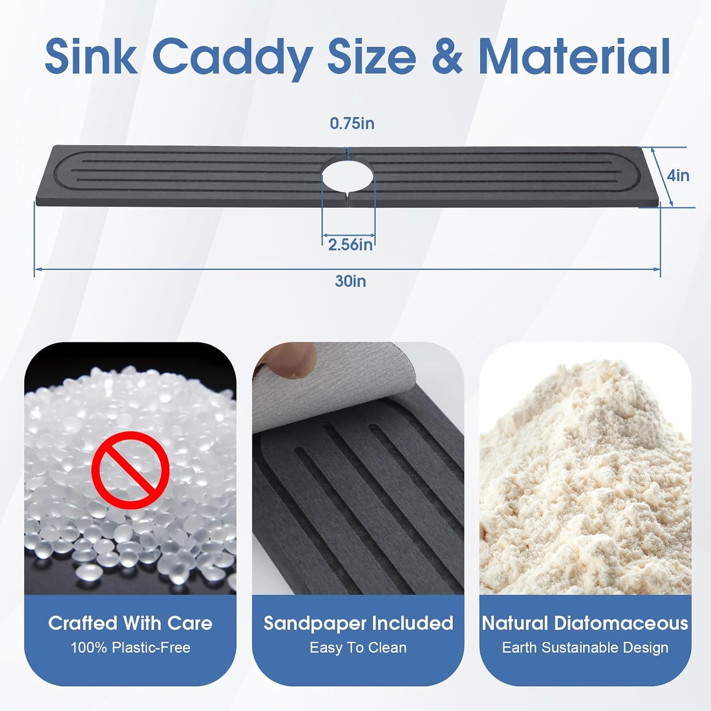 24 Inch Kitchen Sink Splash Guard, Sink Splash Guard Behind Faucet, Silicone Faucet Handle Drip Catcher Tray Mat for Kitchen, Bathroom Counter, Dark Gray, 23.6" x 4"