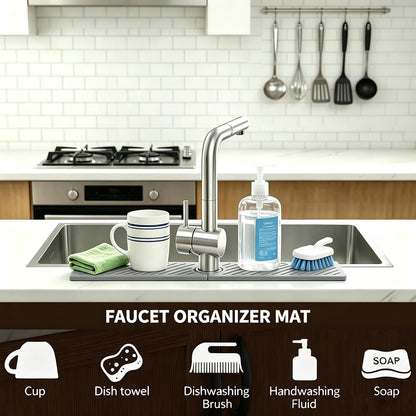 Stone Faucet Mat for Kitchen Sink,Absorbent Drying Mat(Dark Gray,23.6"×3.9" | Fast Drying Sink Splash Guard & Water Tray for Bathroom Counter,Quick Dry Sink Protector Kitchen Accessories