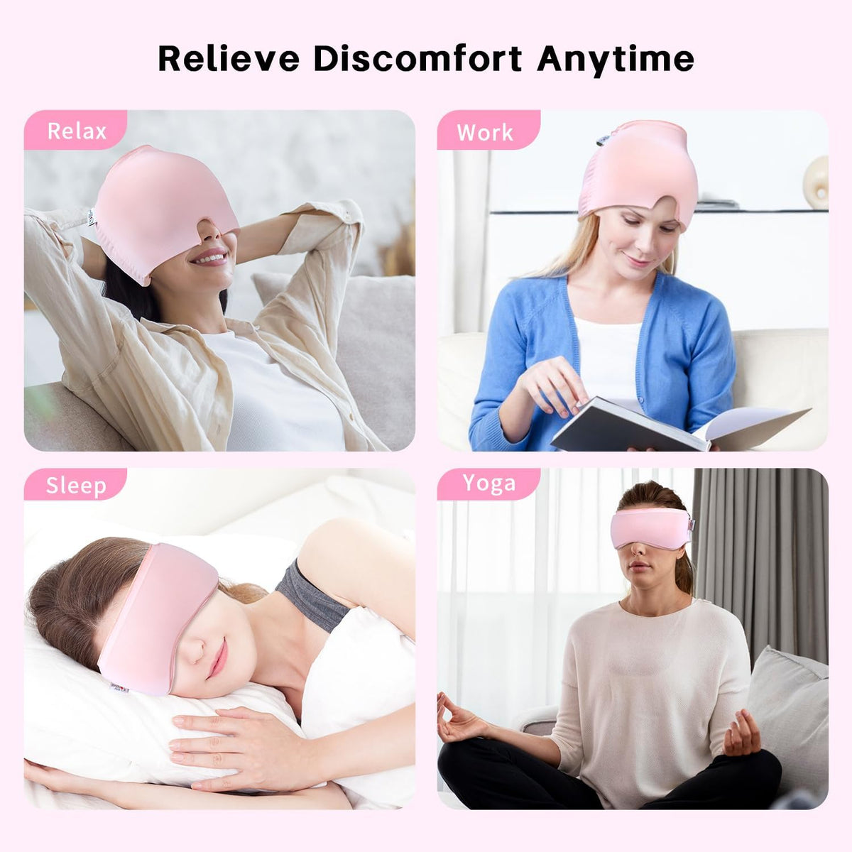my novel things Migraine Relief Cap, Ice Headache Relief Mask Cold Cap Set