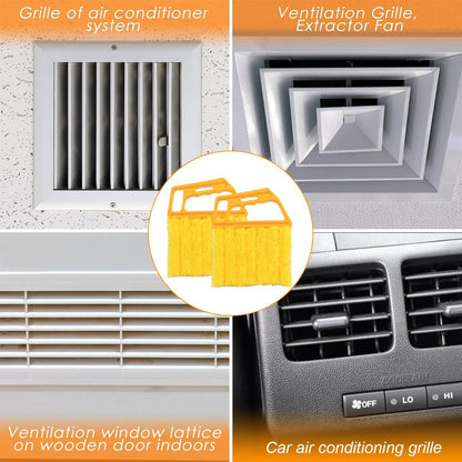 3PCS 6.3 Inch 7-Finger Microfiber Vent Cleaning Brushes, Orange | PP handles, detachable washable cloths, reusable design, reaches narrow grille gaps, automotive cleaning tools