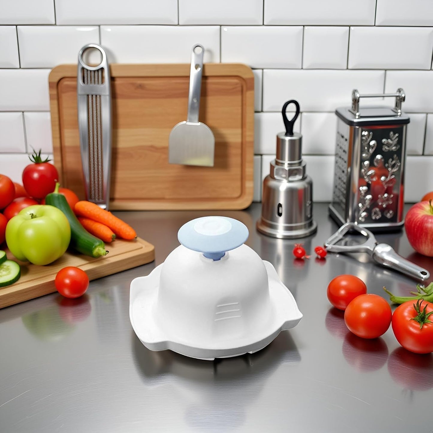 Blue Food Safety Holder for Mandolin or Grater, Finger Anti-Cut Protectors for Vegetable Graters and Peelers, Food Slicer Cutter Finger Guard, Mandolines