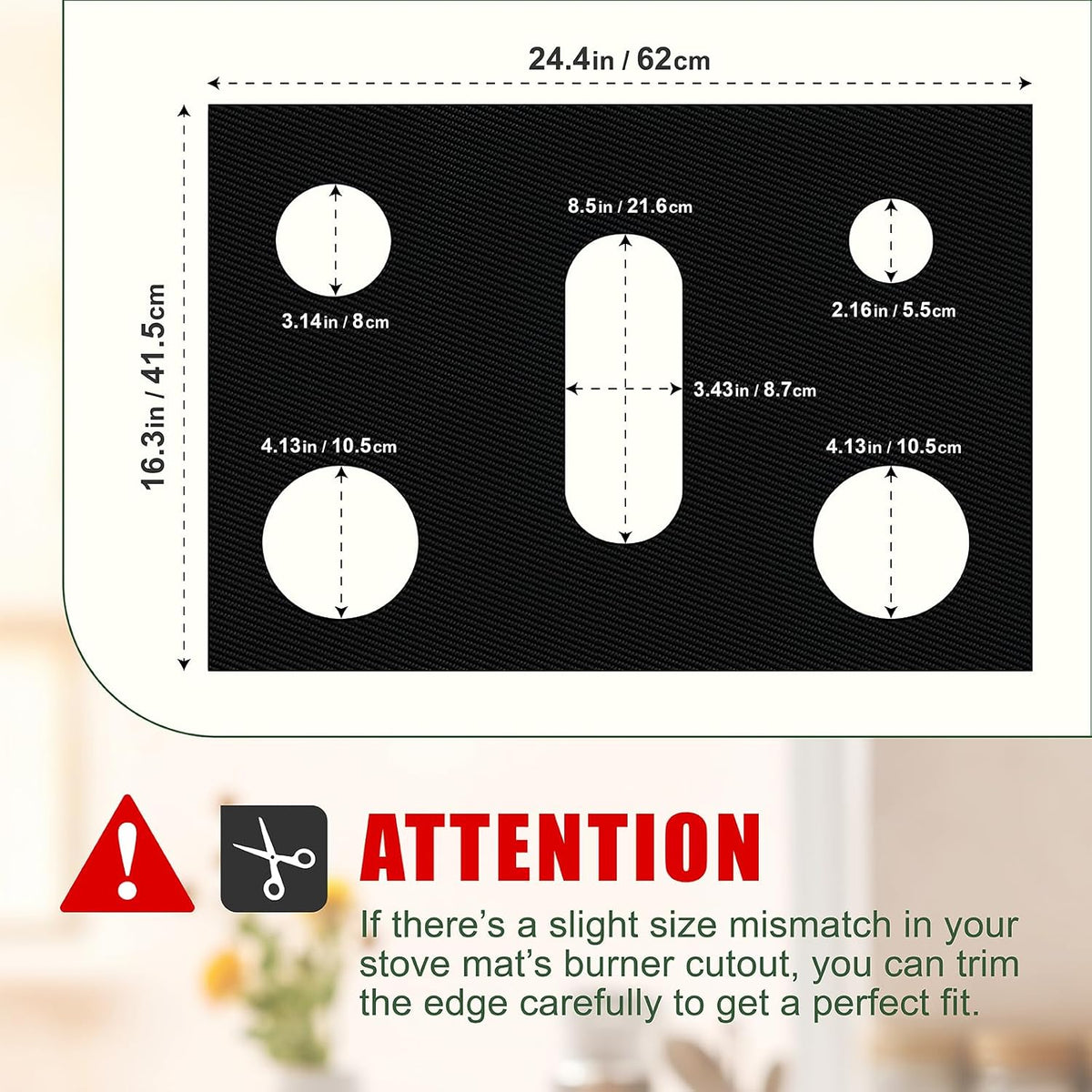 Stove Top Covers for Gas Burners,Non-Stick Stove Guard, Samsung Gas Stove, Reusable Stove Covers (Black)