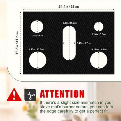 Stove Top Covers for Gas Burners,Non-Stick Stove Guard, Samsung Gas Stove, Reusable Stove Covers (Black)