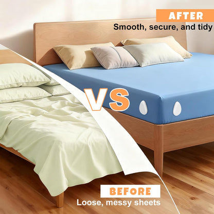 Bed Sheet Holders for Corners: Fitted Bed Sheet Holders with 4 Pack Twist-Cap Clips Keep Sheets Tight Heavy-Duty Grippers Quick Install