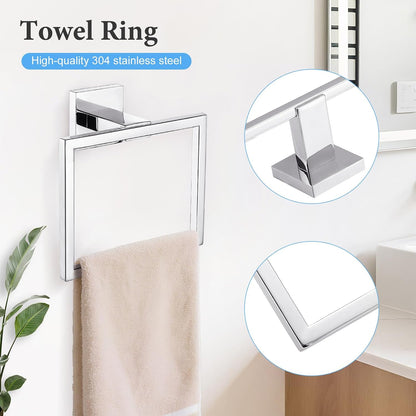 TURS Bathroom Hardware Set Black 4-Piece Towel Bar Set Include 24 Inch Towel Bar Hand Towel Holder Towel Hook Toilet Paper Holder with Shelf Wall Mounted Stainless Steel Bathroom Accessories Set