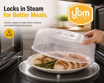 YBM HOME Microwave Splatter Cover Keeps Your Microwave Spotless During Food Heating, Anti-Splatter Plate Lid Cover, BPA Free and Dishwasher Safe (1, 2.5x10x9)