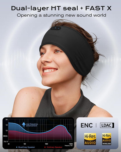 MUSICOZY Sleep Headphones Bamboo Bluetooth Headband for Side Sleepers
