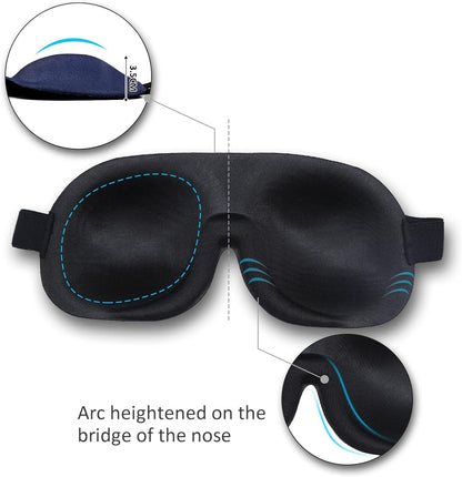 Sleep Mask SleepFun Invisible Alar Deep Orbit 3D Eye Mask Ultra Lightweight & Comfortable Sleeping Mask for Travel, Nap, Shift Works, Black & Blue