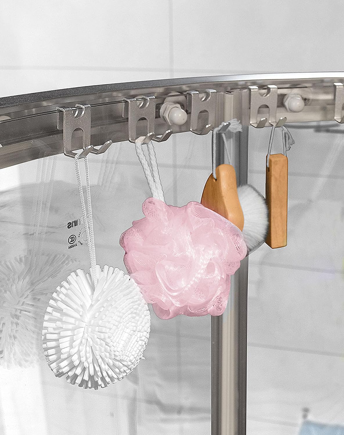 Shower Door Hooks (2-Pack), Towel Hooks for Bathroom Frameless Glass Shower Door, Shower Squeegee Hooks, Razor Hook