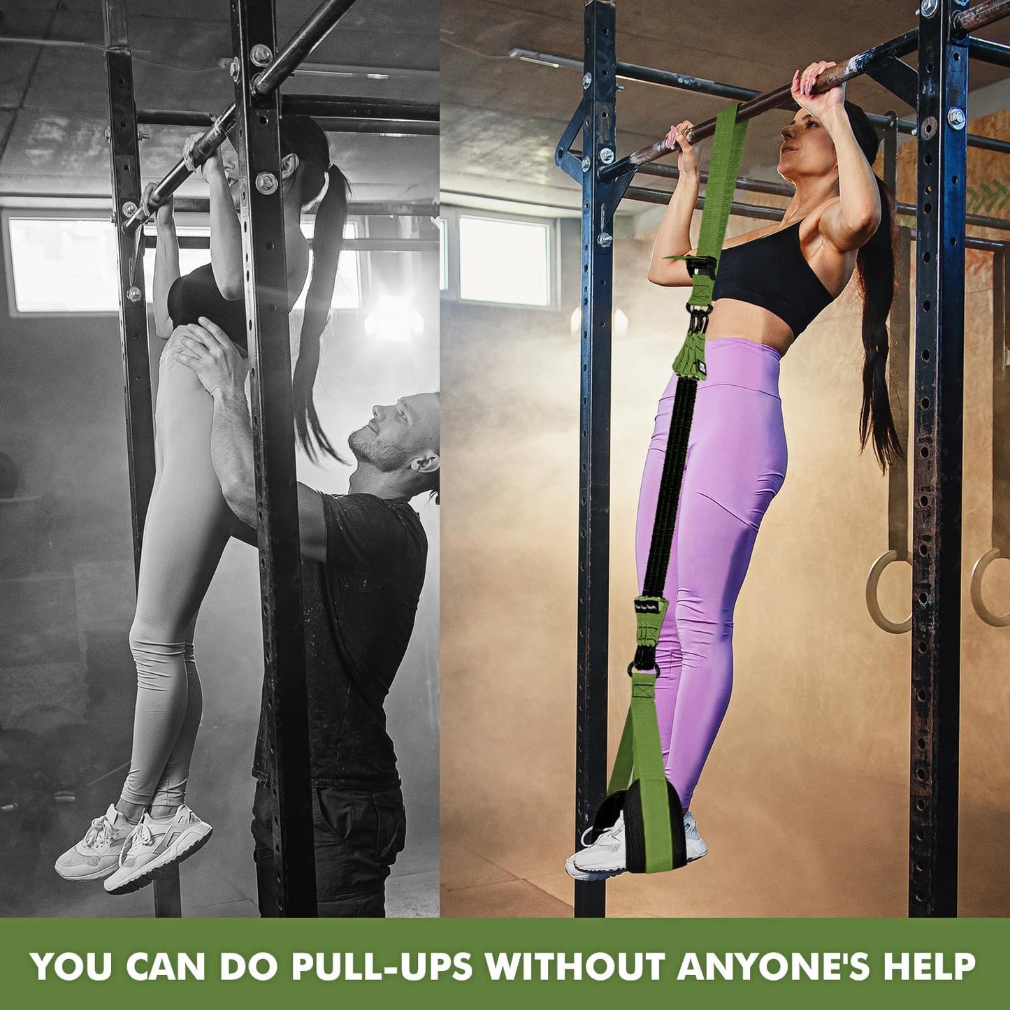 HPYGN Two Foots Pull Up Assistance Bands, Heavy Duty Resistance Band for Pull Up Bar, Adjustable Weight/Size with Fabric Feet/Knee Rest, Bands for Pull Up Assist for Strength Training, Pull Up