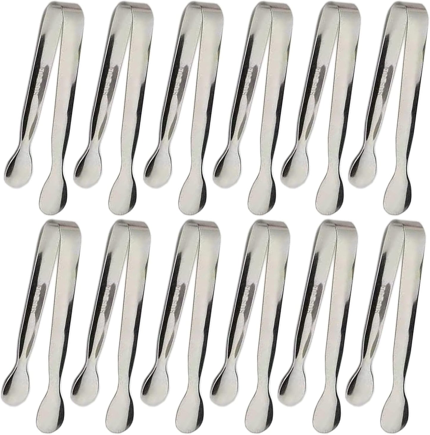 6PCS Ice Tongs Mini Sugar Tongs 4.25Inch Stainless Steel Kitchen Utensils Set,Small Serving Tong and Tiny Kitchen Tong for Appetizers,Tea Party, Coffee Bar, Desserts by Sunenlyst (Silver)