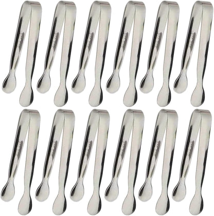 6PCS Ice Tongs Mini Sugar Tongs 4.25Inch Stainless Steel Kitchen Utensils Set,Small Serving Tong and Tiny Kitchen Tong for Appetizers,Tea Party, Coffee Bar, Desserts by Sunenlyst (Silver)