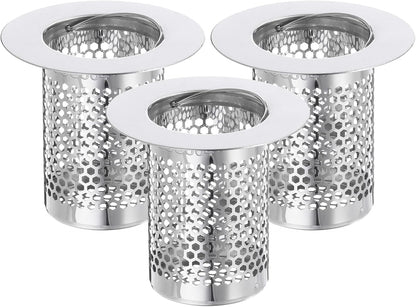 uxcell 2 Pack Shower Drain Strainer, 2" x 2.5" Stainless Steel Floor Drain Strainer Deep Sink Hair Catcher for Kitchen Bathroom Balcony Floor Drain, Fit Hole Size from 1.57" to 2.56"