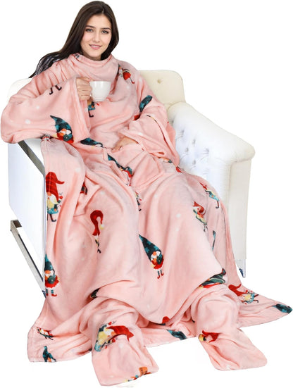Catalonia Wearable Blanket with Sleeves & Foot Pocket for Adults | Soft Fleece Throw Wrap with Hands-Free Comfort, Perfect for Reading, TV Time & Relaxing, Christmas Gift for Women & Men