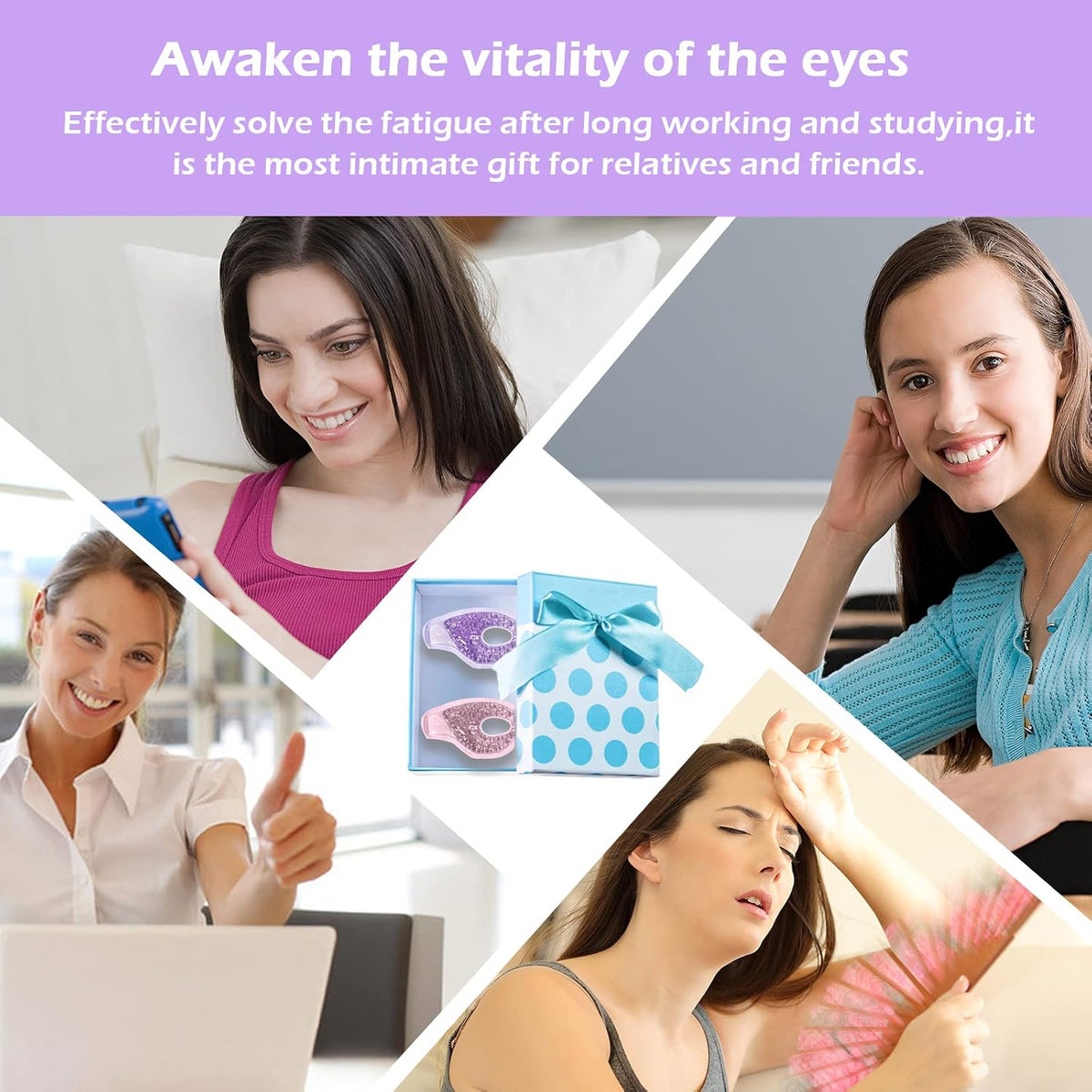 Cooling Eye Mask with Gel Bead 2 Pack Gel Eye Mask Cold Eye Mask for Relaxtion,Puffy Eyes Reusable Cold & Warm Compress for Puffiness,Dry Eyes,Headaches,Migraines,Stress Relief,Post Surgery