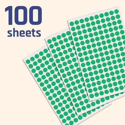 3000 Pieces, Small Colored Dot Round Stickers Labels - 10 Colors, 0.375"