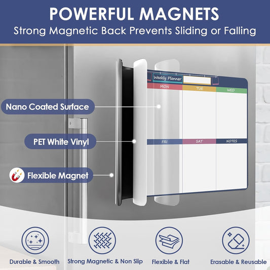 MaxGear Magnetic Dry Erase Calendar for Refrigerator 11"x14" Monthly&Weekly | Erasable Whiteboard Fridge Planner Chore Schedule to do List Magnet Board
