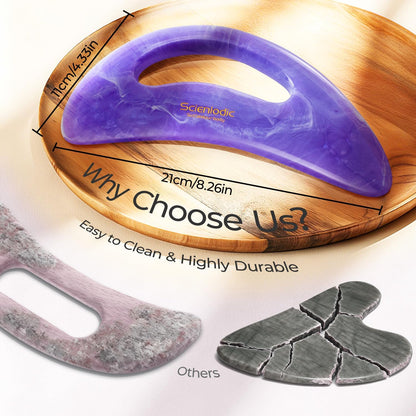 Scienlodic Gua Sha Massage Tool with Handle (Resin) Larger Guasha Scraping Tool for Back Neck Face Leg Massage, Lymphatic Drainage, Cellulite Remove - Large