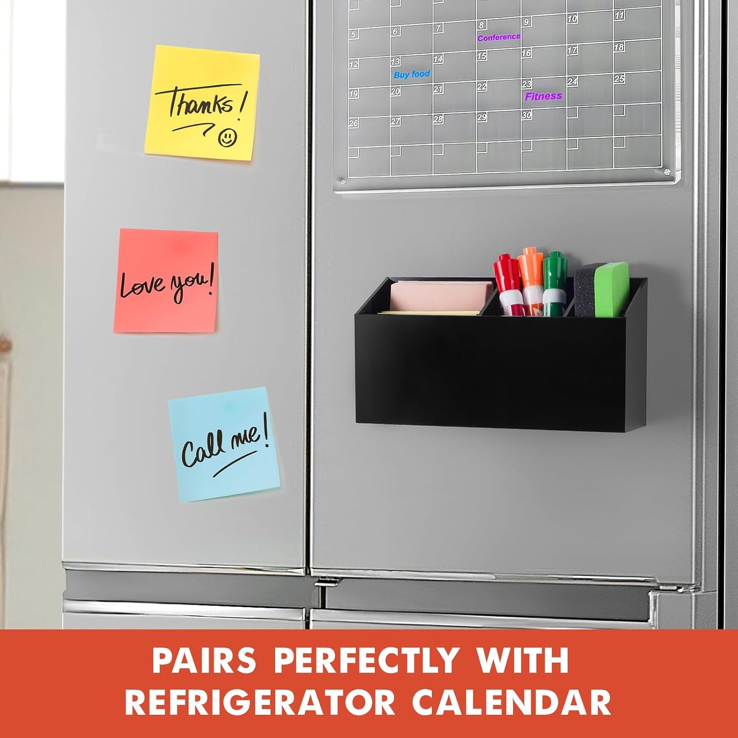 Magnetic Dry Erase Marker Holder for Whiteboard, Fridge, Classroom | Acrylic Magnet Pen Holder for Office, Refrigerator, Whiteboard Maker Holder for Teacher, Locker Organizer Accessories(Clear)