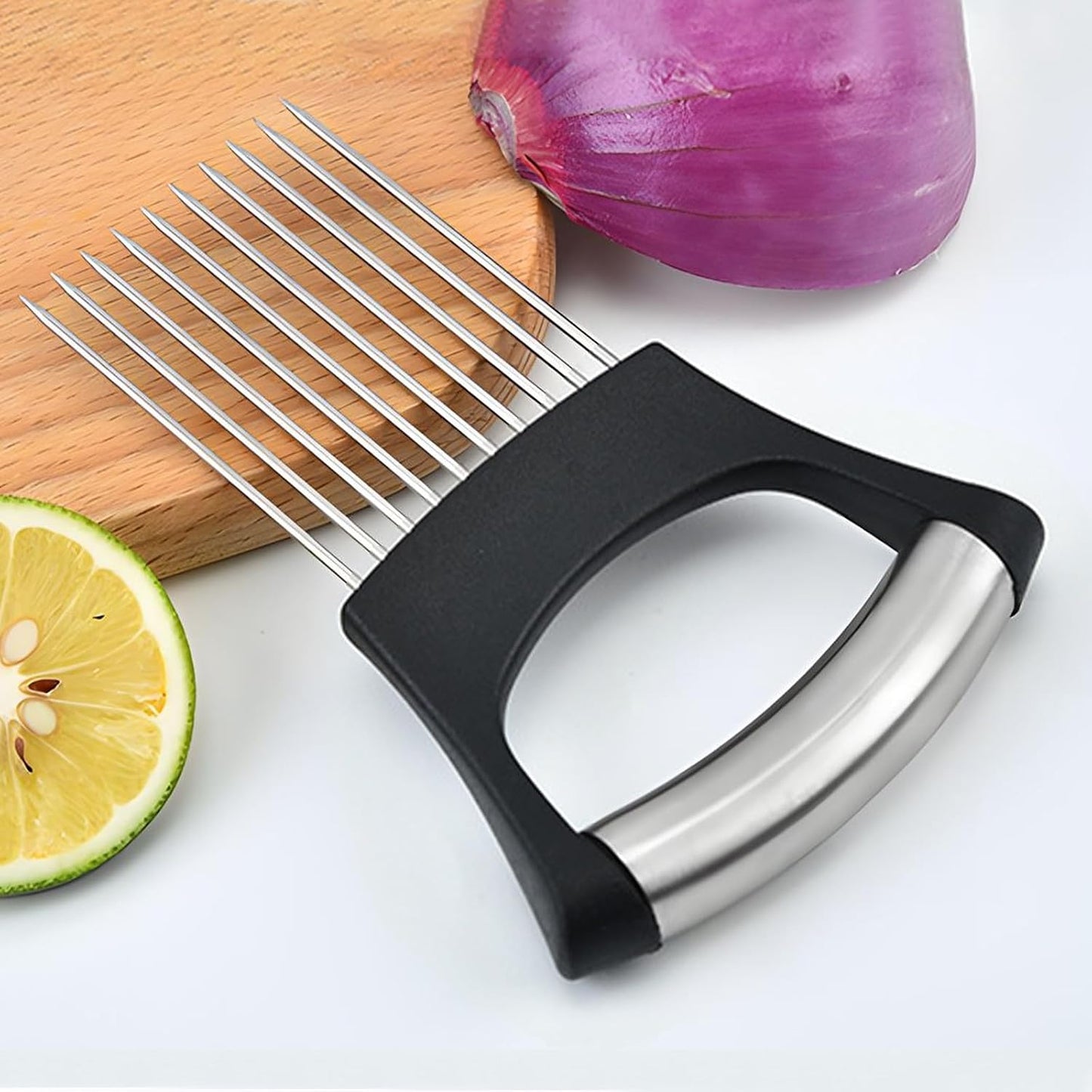 Onion Slicer Thin-Egg Chopperonion Onion Holder For Slicing,Avocado Slicer Tool Blooming Onion Cutter Kit,Tomato Slicers For Home Use Cool Kitchen Gadgets 2024 (Black(No handle))