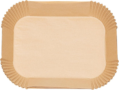 Restaurantware-Pastry Tek 8.1 x 5.5 x 1.8 Inch Air Fryer Liners, 100 Rectangle Air Fryer Baskets - No-Stick Silicone Coating, Unbleached, Food-Grade Paper Liners, For Steamer, Microwave, Oven