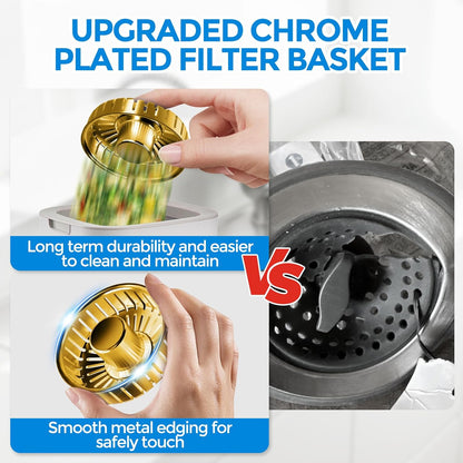 3 in 1 Kitchen Sink Drain Strainer Stopper Removable Basket Pop-Up | Kitchen Sink Food Strainer 1 Pack Silver Stainless - Food Catcher, Odor-Block Seal, Fits 3.5" Drain, Easy Clean
