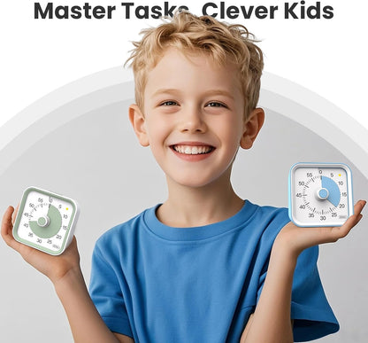 Visual Timer for Kids, Countdown Timer with Pause Function, White | Timer for Kitchen Cooking, Classroom, Study, Toddler, ADHD, Cute Timer Clock, Alarm 3 Volume Levels, Light Indicator