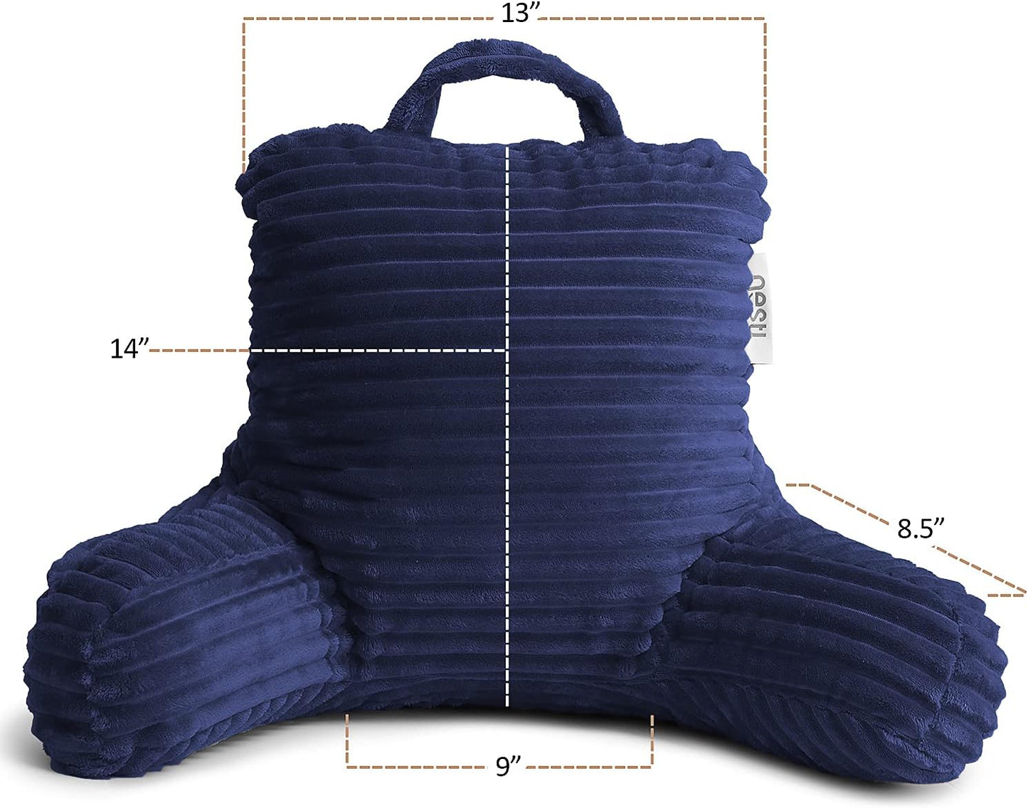 Nestl Reading Pillow with Shredded Memory Foam, Luxe Cut Plush Back Pillow for Sitting Up in Bed, Back and Arms Adjustable Support for Adult & Teens, Backrest Pillows with Washable Cover Dark Grey